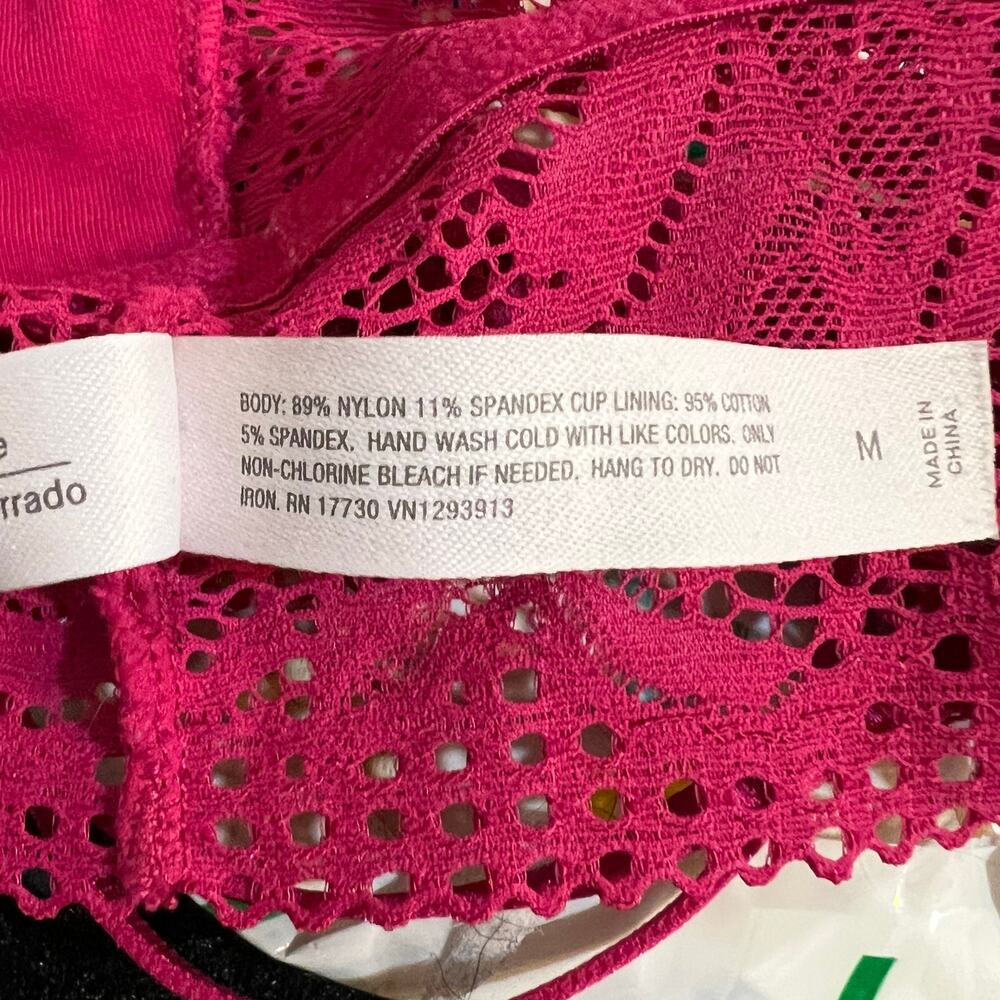 Auden Hot Pink Lace Bralette Strappy Back Lightly Lined - Picture 9 of 9